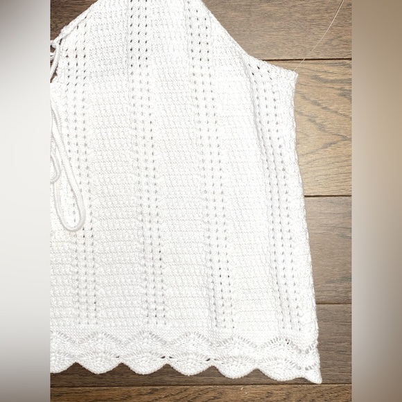 Old Navy Women's White Tie-Front Sweater Tank Top Scalloped Hemline Size L NWT - Picture 5 of 9